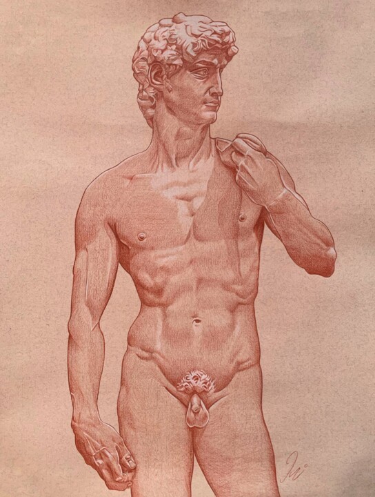 图画 标题为“Étude - David de Mi…” 由Léo Vandercruysse, 原创艺术品, 铅笔