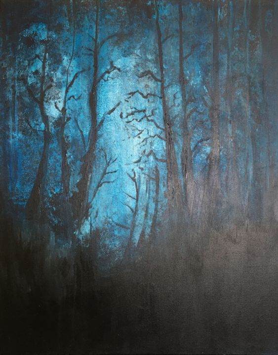 Peinture intitulée "Forêt bleue" par Leandro Gennaro, Œuvre d'art originale, Acrylique