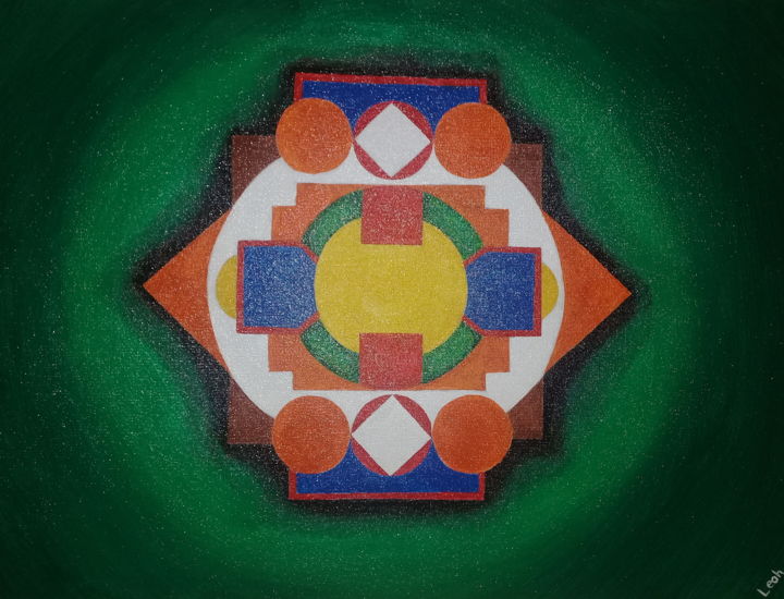 Painting titled "Mandala N°1" by Leodir Batista, Original Artwork, Acrylic