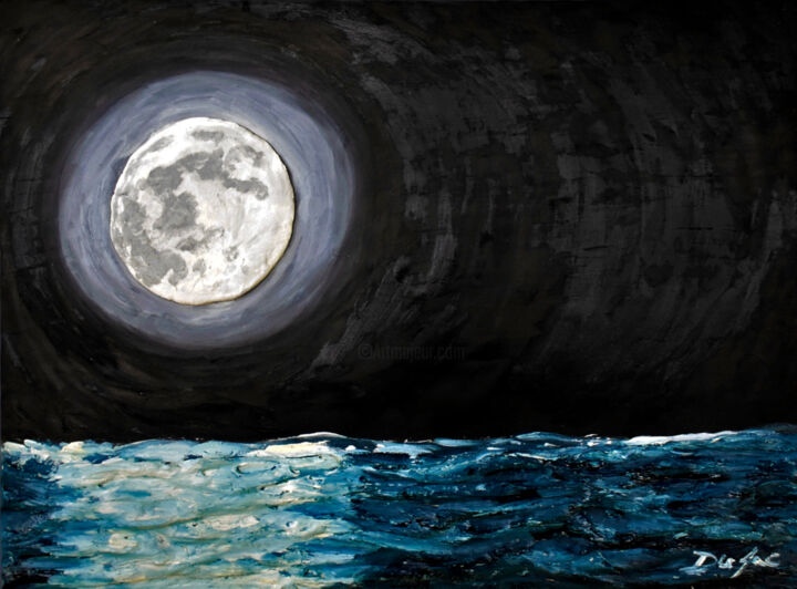 Pittura intitolato "Lua de Polônio (Moo…" da Leo Du Lac, Opera d'arte originale, Olio