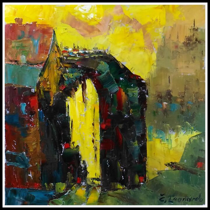 Painting titled "ARCH" by Leonardas Cerniauskas, Original Artwork, Oil