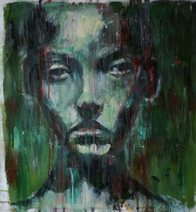 Pintura intitulada "The Face Series (11)" por Hai Nguyen, Obras de arte originais, Óleo