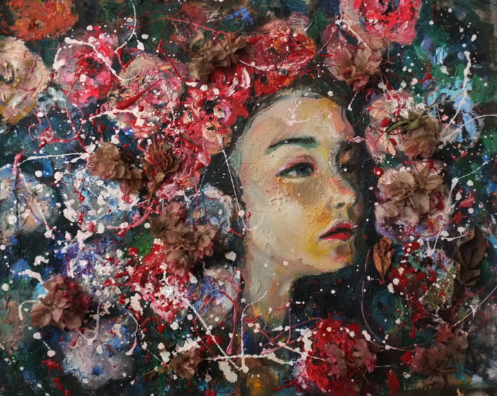 Peinture intitulée "In the blooms 01" par Hai Nguyen, Œuvre d'art originale, Huile