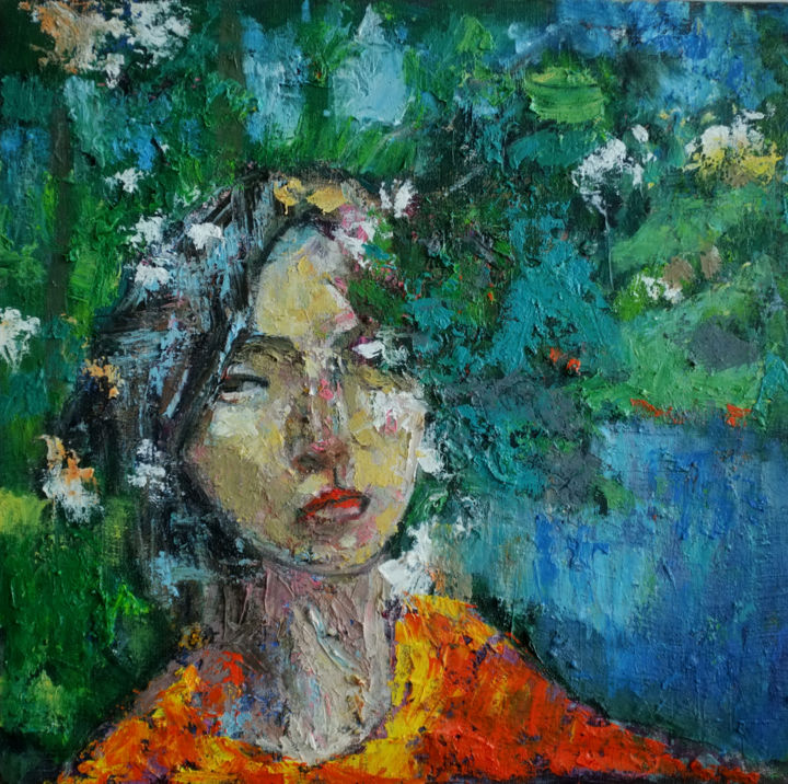 Peinture intitulée "In the blooms 07" par Hai Nguyen, Œuvre d'art originale, Huile