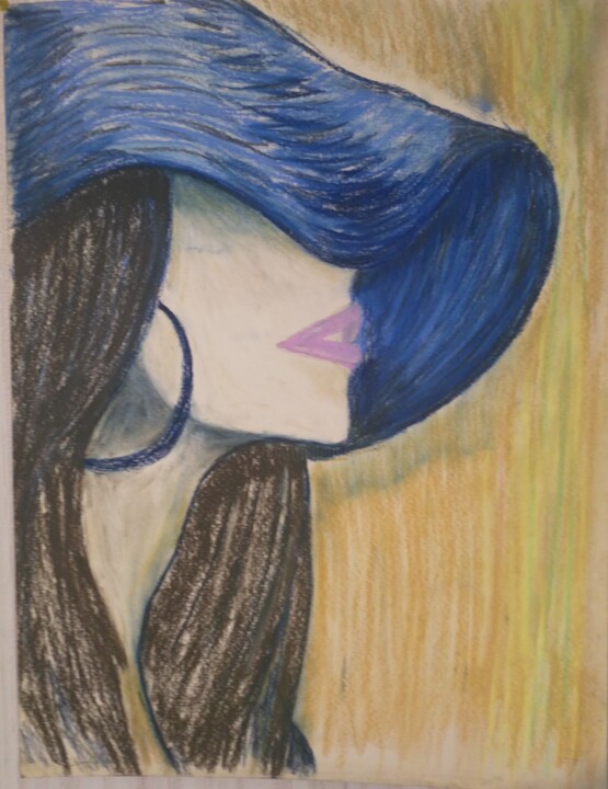 Рисунок под названием "Загадочная улыбка" - Леон Арбатский, Подлинное произведение искусства, Карандаш