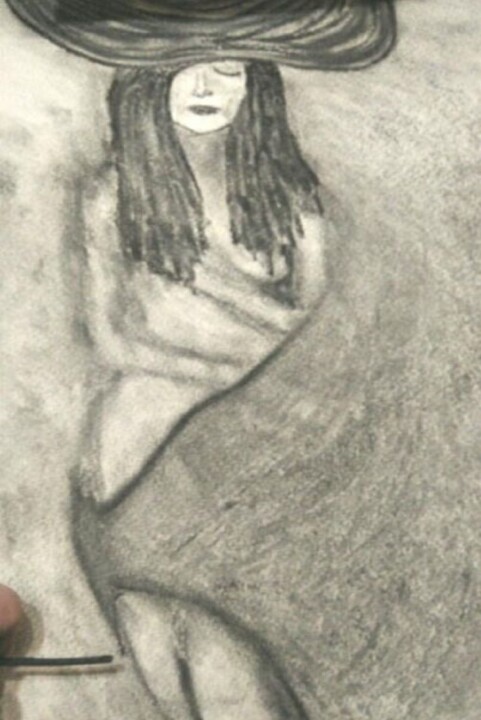 Картина под названием "Муза" - Леон Арбатский, Подлинное произведение искусства, Карандаш