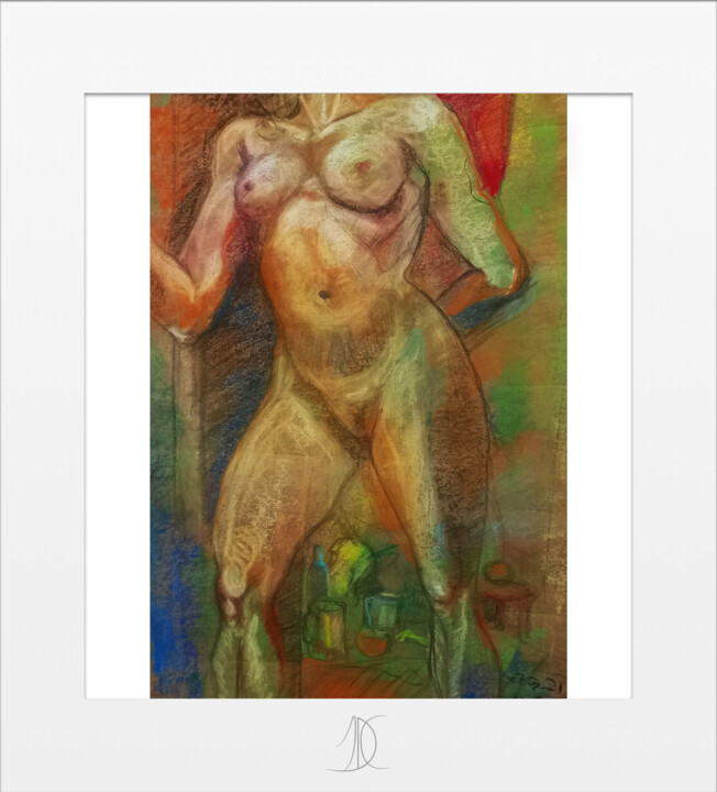 Dessin intitulée "Desnudo 1" par Leon Fuerte, Œuvre d'art originale, Pastel