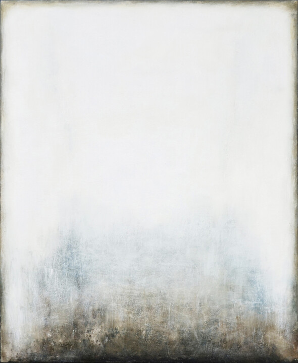 Schilderij getiteld "White Grey Abstract…" door Leon Grossmann, Origineel Kunstwerk, Acryl