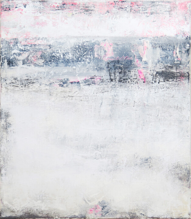 Pintura intitulada "White Grey Abstract…" por Leon Grossmann, Obras de arte originais, Acrílico