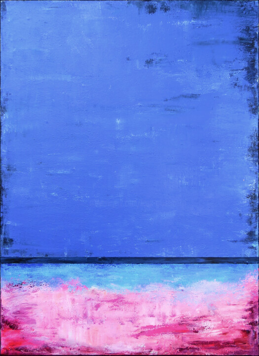 Peinture intitulée "Pink Blue Abstract…" par Leon Grossmann, Œuvre d'art originale, Acrylique