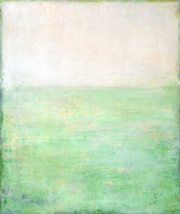 Peinture intitulée "White Green Abstrac…" par Leon Grossmann, Œuvre d'art originale, Acrylique
