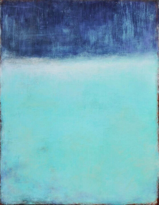 Blue Mint Abstract Painting, Still Medit, Painting by Leon Grossmann
