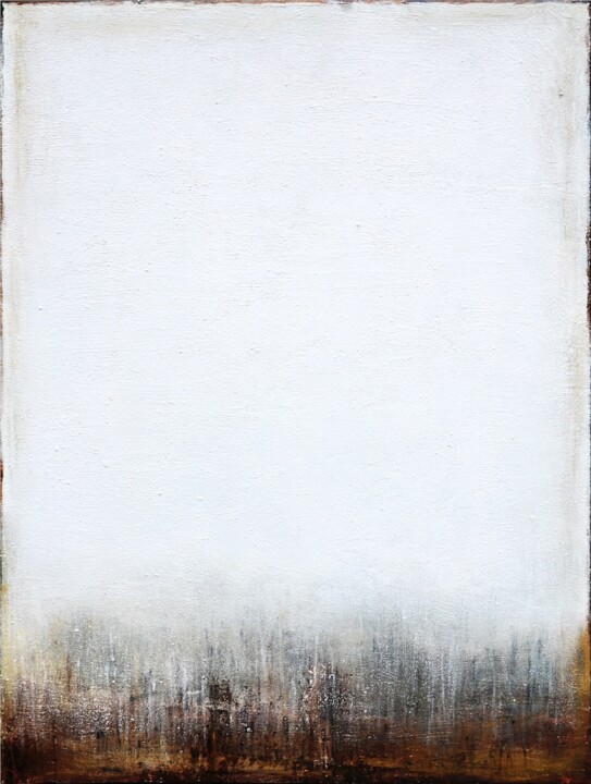 Malerei mit dem Titel "White Beige Abstrac…" von Leon Grossmann, Original-Kunstwerk, Acryl