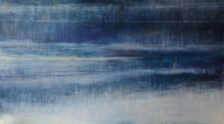 Painting titled "Blue Sea Landscape…" by Leon Grossmann, Original Artwork, Acrylic