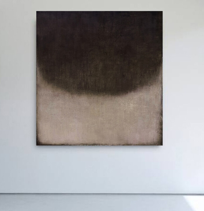 Painting titled "Beige Brown Abstrac…" by Leon Grossmann, Original Artwork, Acrylic Mounted on Wood Stretcher frame