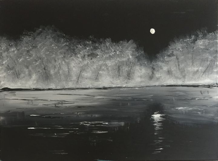 Painting titled "night" by Leonid Shver, Original Art,