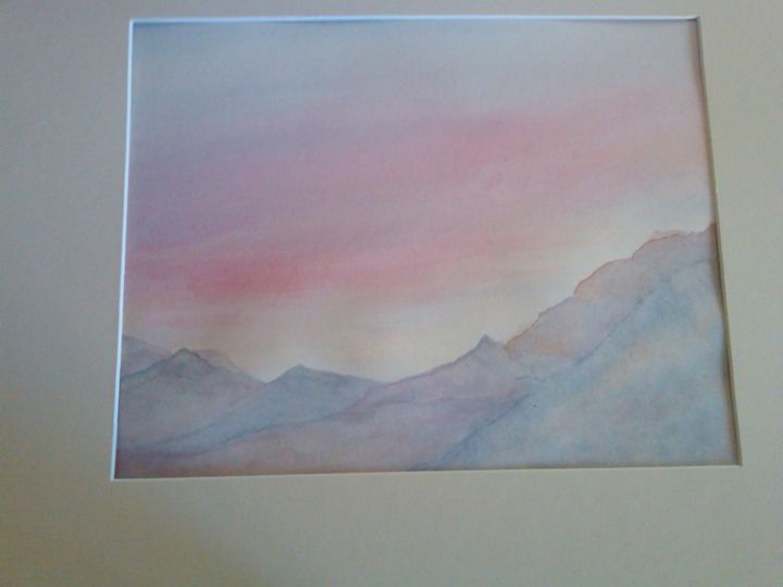Painting titled "marinsunsetwatercol…" by Leona Dadian Akers, Original Artwork