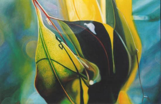 Painting titled "Leaf" by Leonard Aitken, Original Artwork, Oil