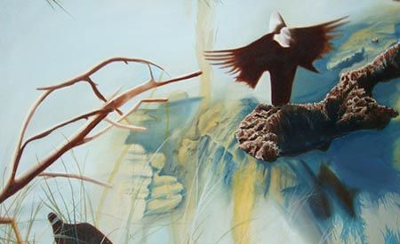 Peinture intitulée "The Birds" par Leonard Aitken, Œuvre d'art originale, Huile