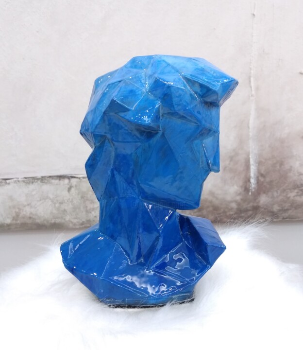 Sculpture intitulée "The Pop David in Bl…" par Leonardo Alonso, Œuvre d'art originale, Résine