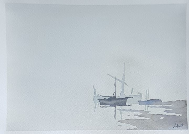 Painting titled "Gloucester, barche…" by Leonardo Arieti, Original Artwork, Watercolor