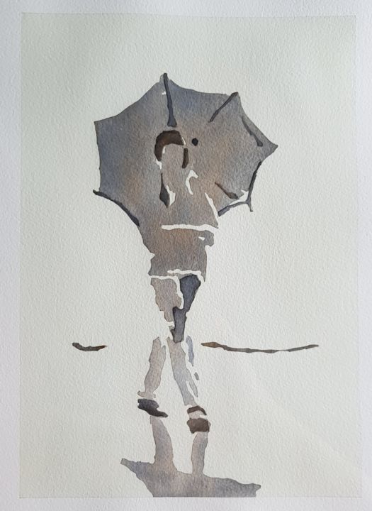 Pittura intitolato "Rainy day" da Leonardo Arieti, Opera d'arte originale, Acquarello