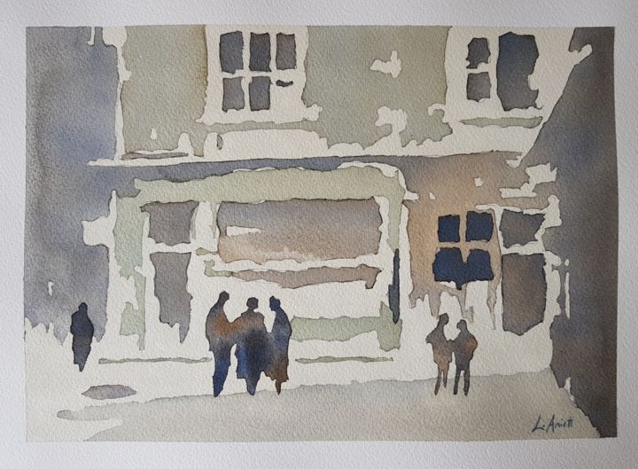 Peinture intitulée "Borgo antico" par Leonardo Arieti, Œuvre d'art originale, Aquarelle