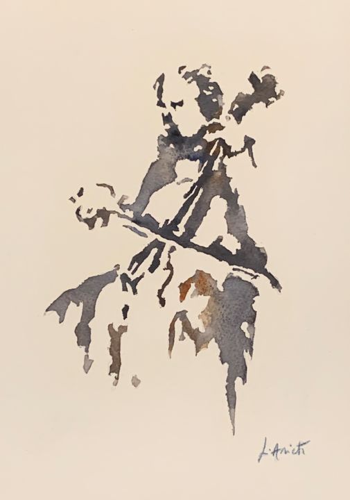 Pittura intitolato "Violoncellista" da Leonardo Arieti, Opera d'arte originale, Acquarello