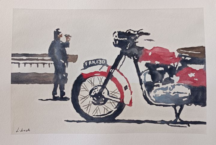Painting titled "Rest for a drink" by Leonardo Arieti, Original Art, Watercolor