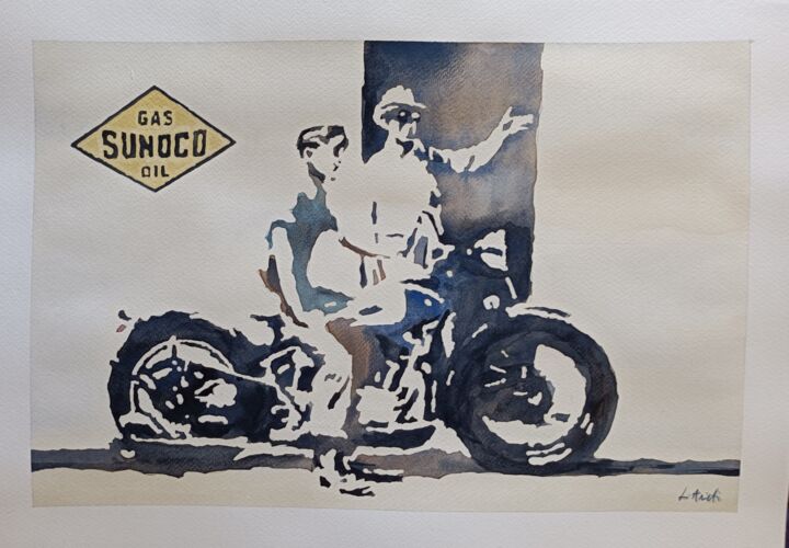Painting titled "Sosta per indicazio…" by Leonardo Arieti, Original Art, Watercolor