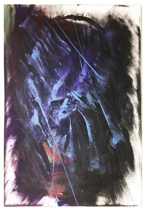Painting titled "blue lynx" by Leonardo Mancini, Original Artwork, Acrylic
