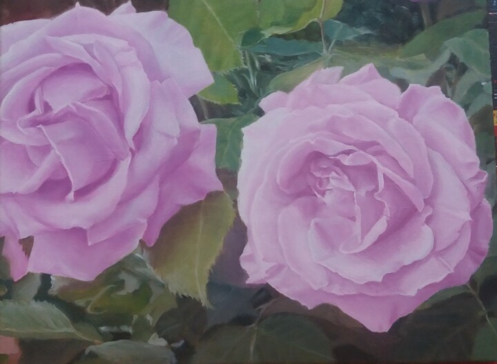 Painting titled "Rose rose rose" by Leonardo Venezia, Original Artwork, Oil