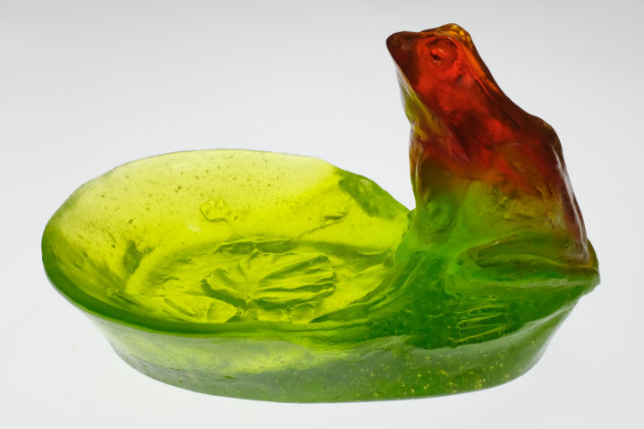 Sculpture titled "Vide Poche Frog - "…" by Leonard Radu Chioveanu, Original Artwork, Glass