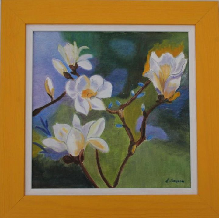 Painting titled "Fleurs d'Asie" by Léone Sauvan, Original Artwork