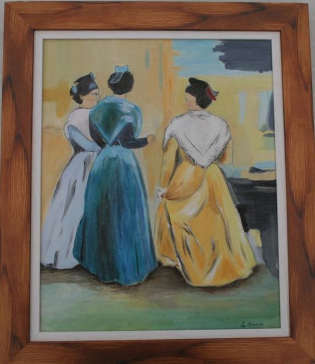 Painting titled "Les Arlesiennes" by Léone Sauvan, Original Artwork