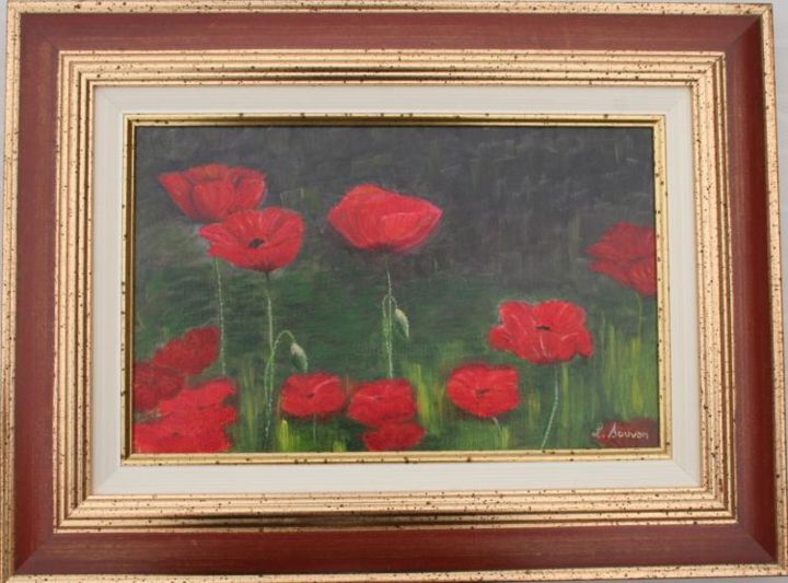 Painting titled "Les Coquelicots" by Léone Sauvan, Original Artwork