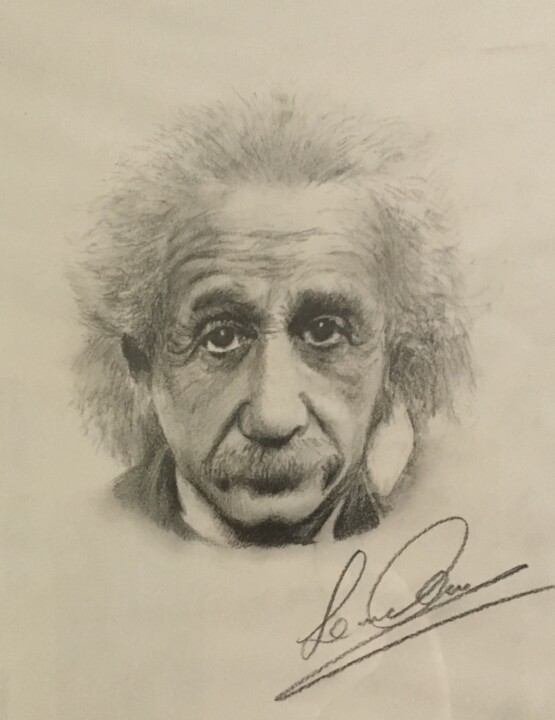 图画 标题为“Albert Einstein” 由Carmelo Leone, 原创艺术品, 铅笔 安装在其他刚性面板上