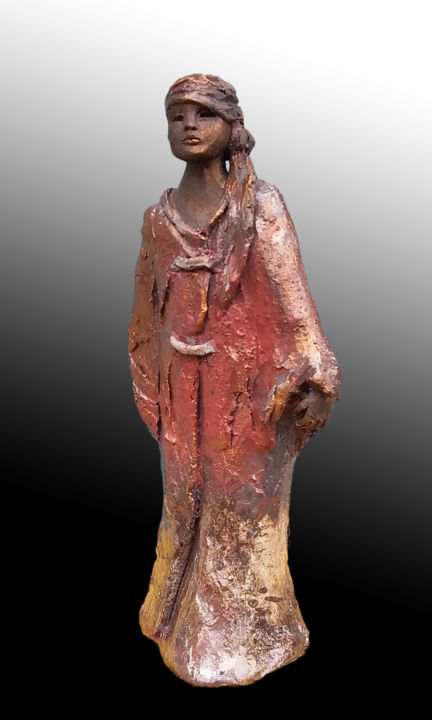 Sculpture titled "HOMME DU DESERT" by Léone Digraci, Original Artwork, Ceramics