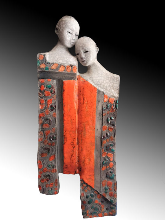 Sculpture intitulée "CONFIDENCES" par Léone Digraci, Œuvre d'art originale, Céramique