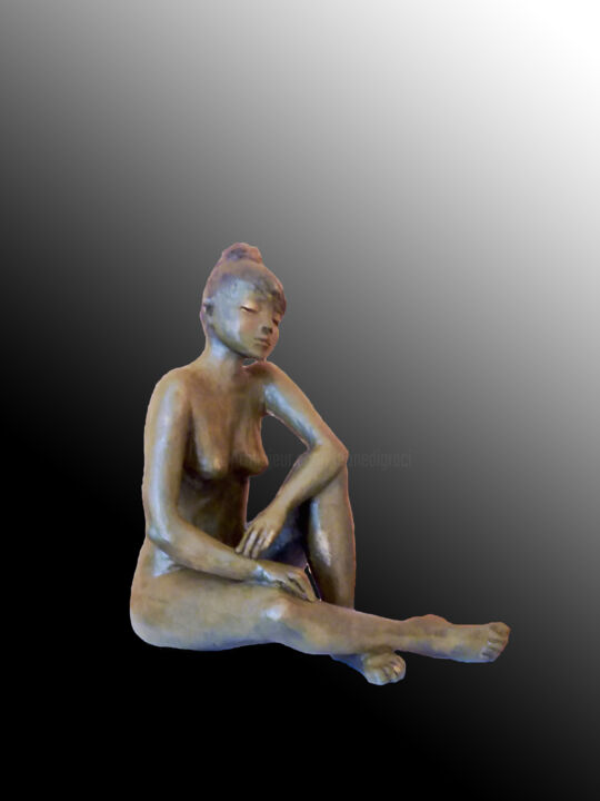 Sculpture titled "Dans mes pensées" by Léone Digraci, Original Artwork, Ceramics