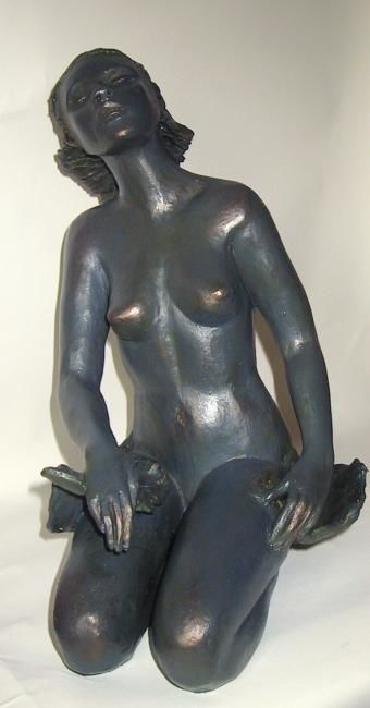 Skulptur mit dem Titel "FILLE DE LA MER ET…" von Léone Digraci, Original-Kunstwerk, Terra cotta