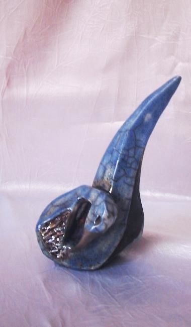 Sculpture intitulée "L'OISEAU BLEU" par Léone Digraci, Œuvre d'art originale, Céramique
