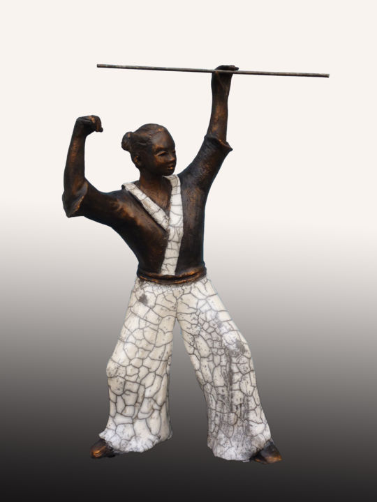 Sculpture intitulée "aikido 2" par Léone Digraci, Œuvre d'art originale, Céramique