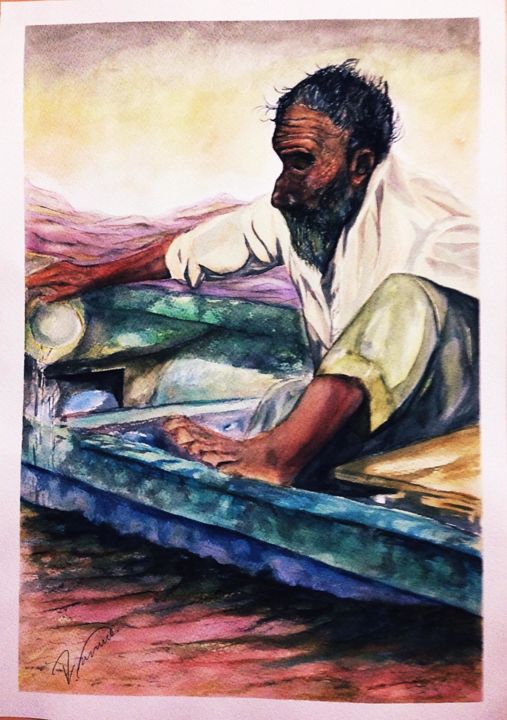 Painting titled "naufragio-en-el-mar…" by Leonel Arévalo, Original Artwork