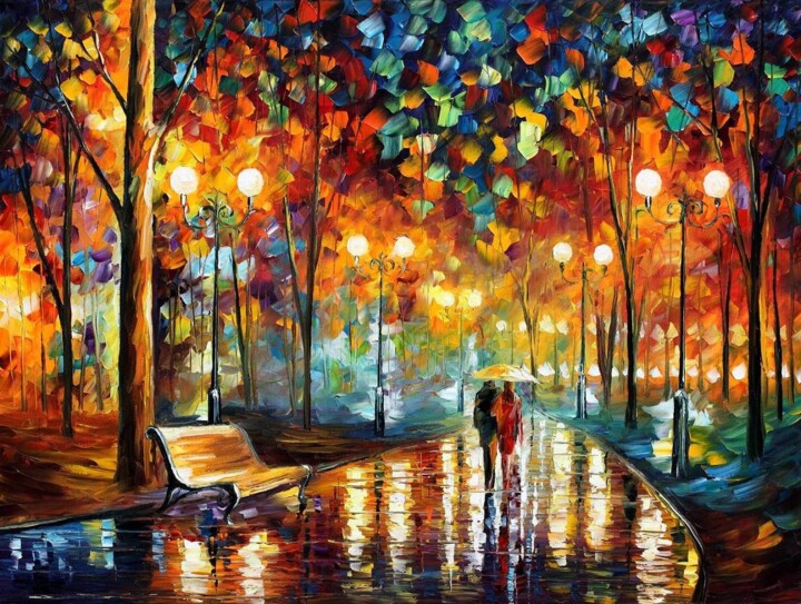 Rains Rustle, Painting by Leonid Afremov Studio Artmajeur