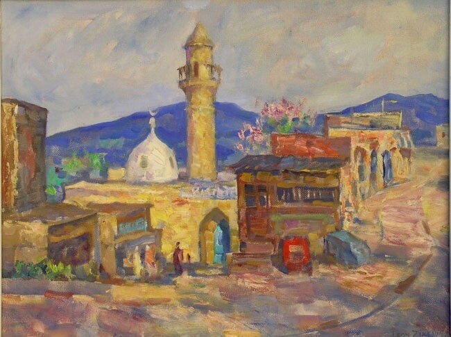 Painting titled "Old Zefat" by Leonid Zikeev, Original Artwork, Oil