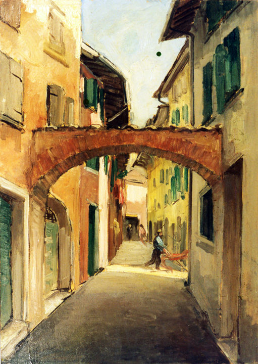 Pittura intitolato "VENEZIA: L'ARCO" da Leonida Beltrame, Opera d'arte originale, Olio