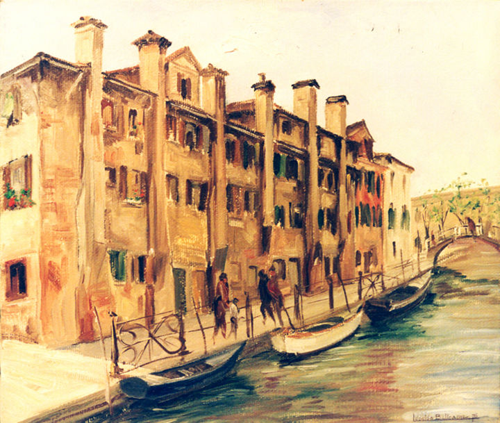 Pittura intitolato "VENEZIA: VECCHIE CA…" da Leonida Beltrame, Opera d'arte originale, Olio