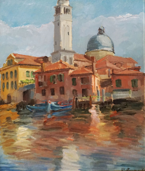 Painting titled "SAN PIETRO DI CASTE…" by Leonida Beltrame, Original Artwork, Oil