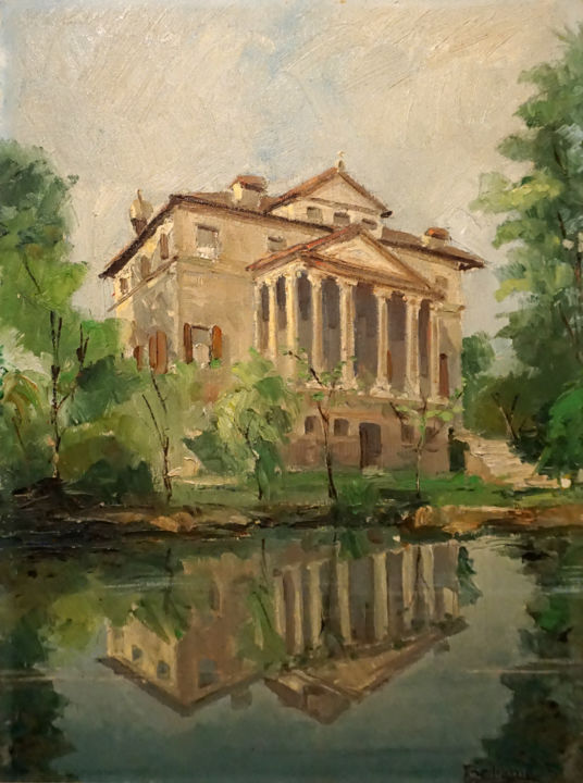 Pittura intitolato "VILLA FOSCARI A MAL…" da Leonida Beltrame, Opera d'arte originale, Olio